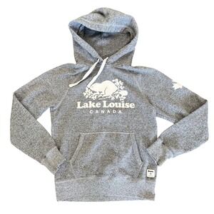 Roots Lake Louise Canada Beaver Hoodie Gray Marled Pullover Sweatshirt XS